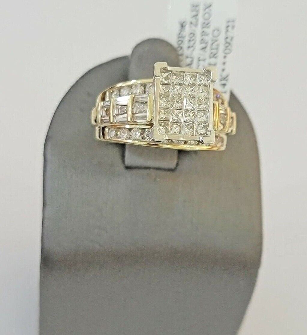 Real 14k Yellow Gold Diamond Ring 2CT Ladies Women Band Genuine, VALENTINE SALE - GoldenlinQ